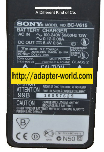 SONY BC-V615 AC ADAPTER 8.4VDC 0.6A New CAMERA Battery Charger